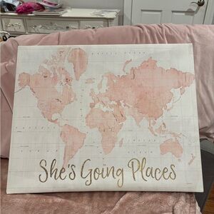 Pink and Gold World Map Canvas